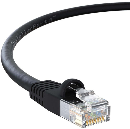 (10 Pack Ethernet Cable CAT5E Cable UTP Booted 20 FT - Black - Professional Series - 1Gigabit/Sec Network/Internet Cable, 350MHZ